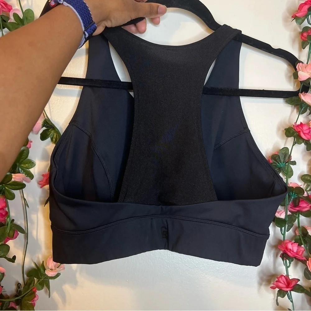 Good American The Core Power Black Racerback Sports Bra Womens 4 Fitness Gym 🌹 - Picture 4 of 6
